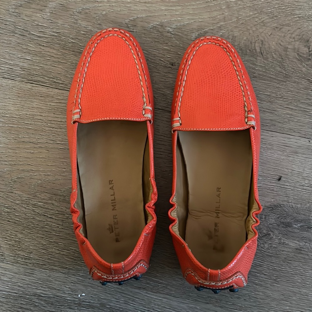 Peter Millar driving loafers pretty orange 7 1/2